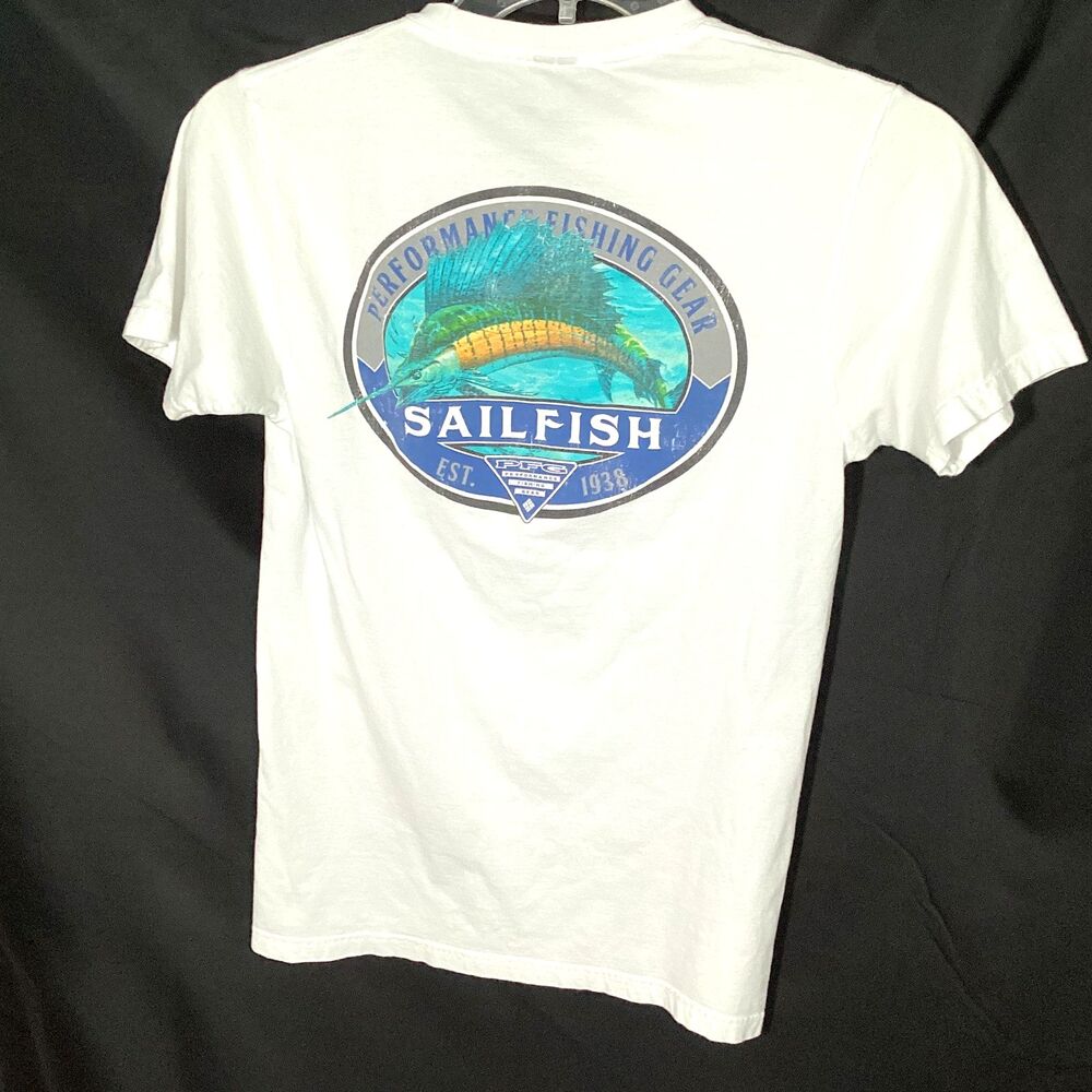 Columbia PFG Graphic T Shirt White Mens Size S Fishing Outdoor Short Sleeve Tee